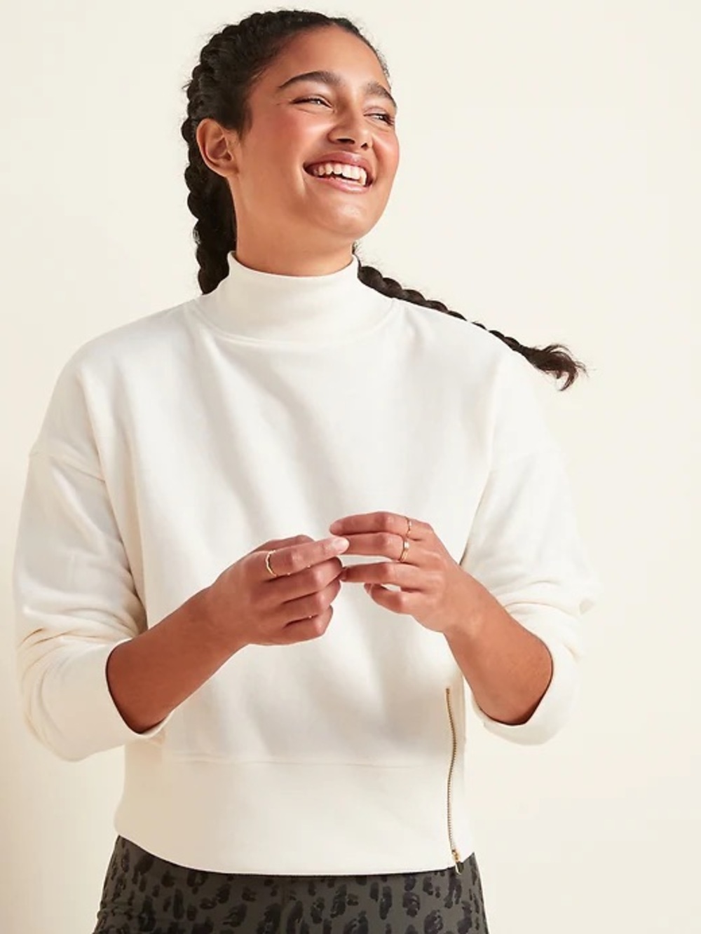 Old Navy Loose Mock Neck Side Zip Sweatshirt